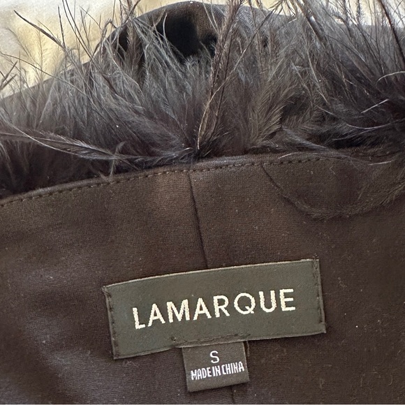 LAMARQUE Yarina Feather Camisole Boa Top Kendall Jenner in Black Sz. Small - Picture 7 of 11